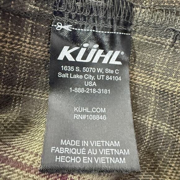 Kuhl Shirt Mens 2XL Brown Plaid Dillingr Flannel Long Sleeve Button Up 7186 - Picture 7 of 12